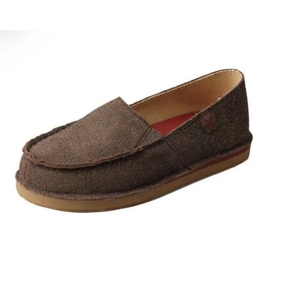 NEW Twisted X 13 Girls Brown Loafer Slip On Chocolate Shimmer Glitter Youth - Picture 1 of 14